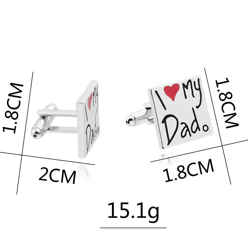 I Love My Daddy Square Design Cufflinks - High Quality Brass, Silver Tone 10 thumbnail image